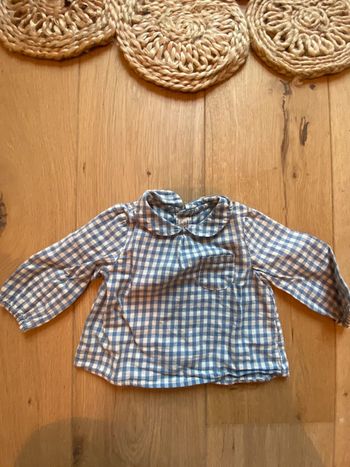 Blouse vichy bleu et blanc 3 mois Zara