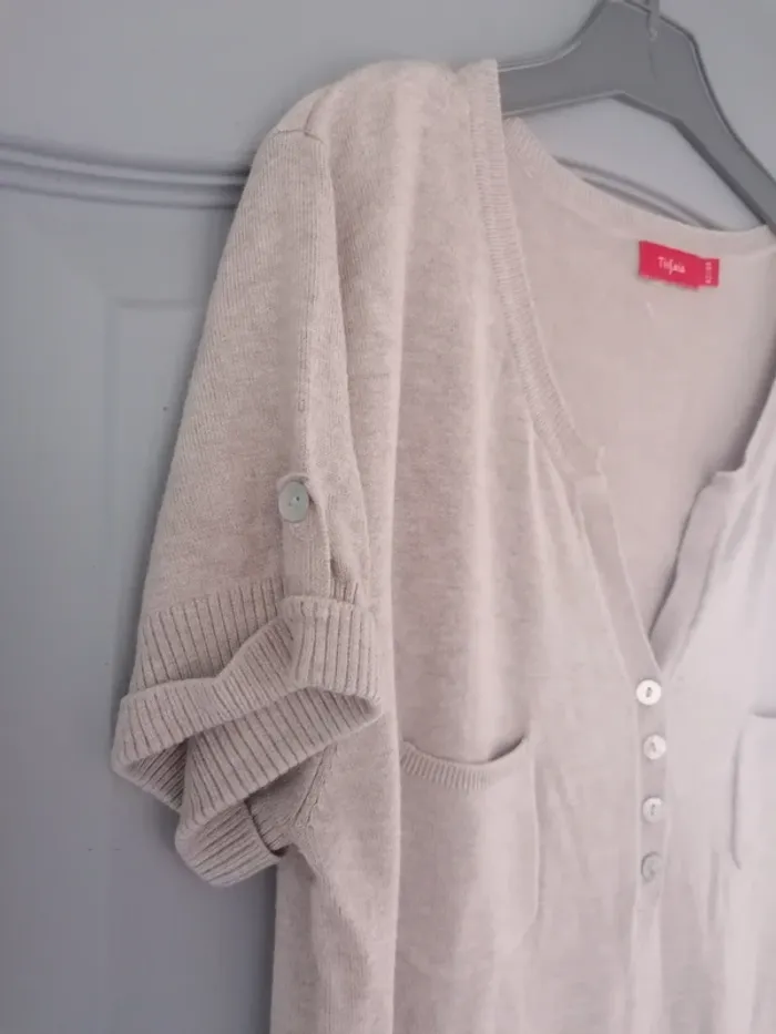 Pull manches courtes beige femme Tissaia taille - - photo numéro 4