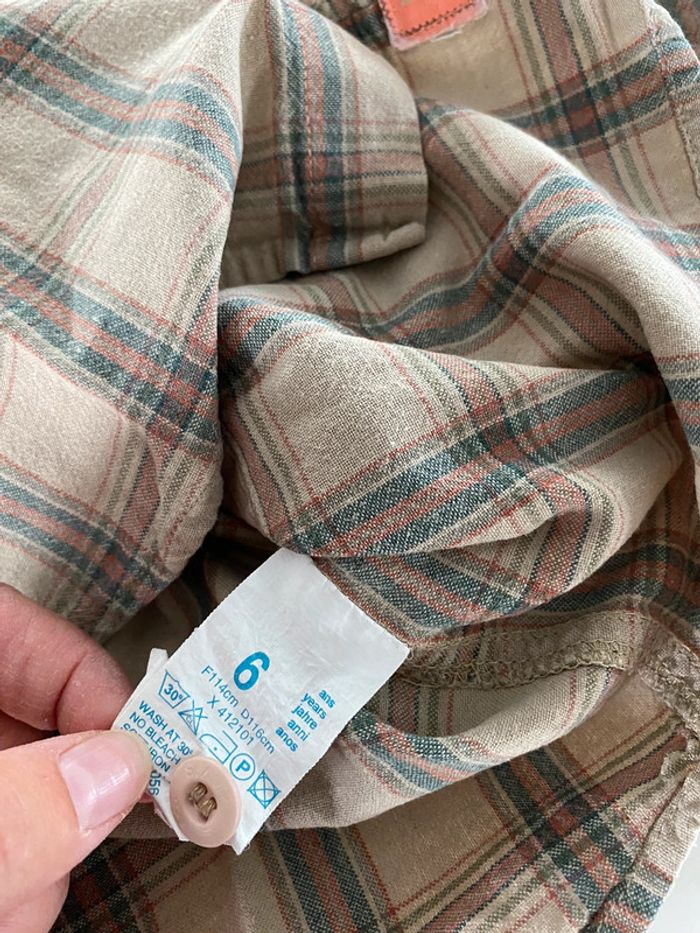 Chemise à carreaux beige ikks 6 ans - photo numéro 3
