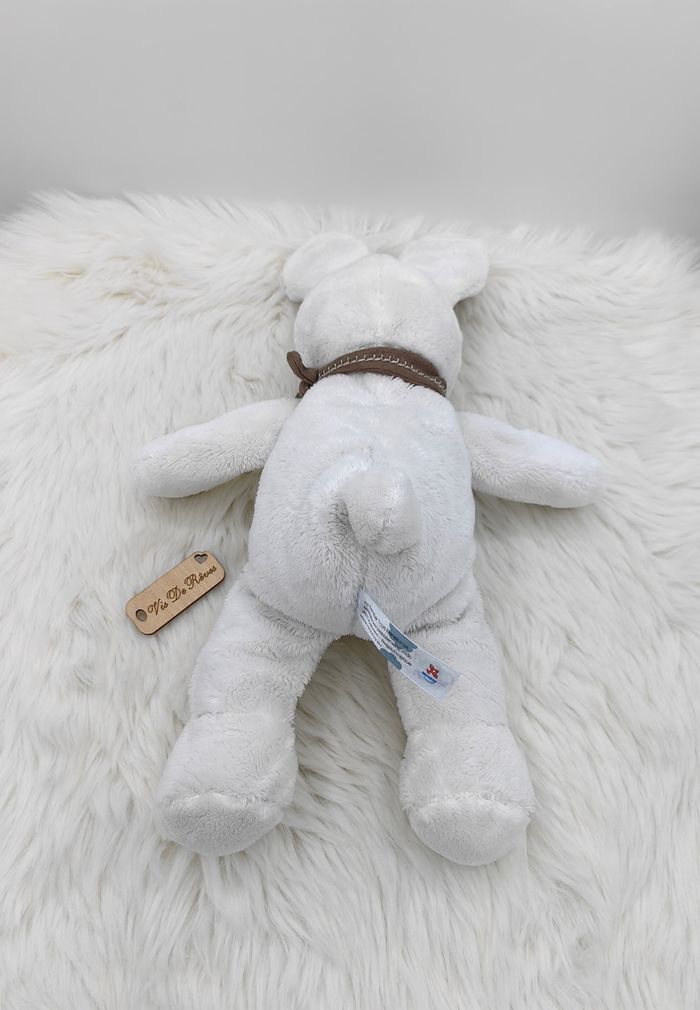 Doudou peluche Lapin blanc marron Bandana Nicotoy - photo numéro 3