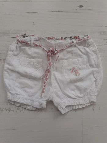 Short fille été blanc 24 mois Sergent Major