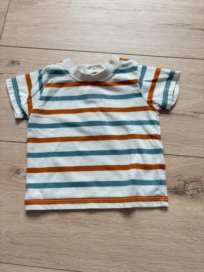 Lot vêtement garçon 3 mois NPO Baby t-shirt rayé pull et jogging vert kaki beige - photo numéro 7