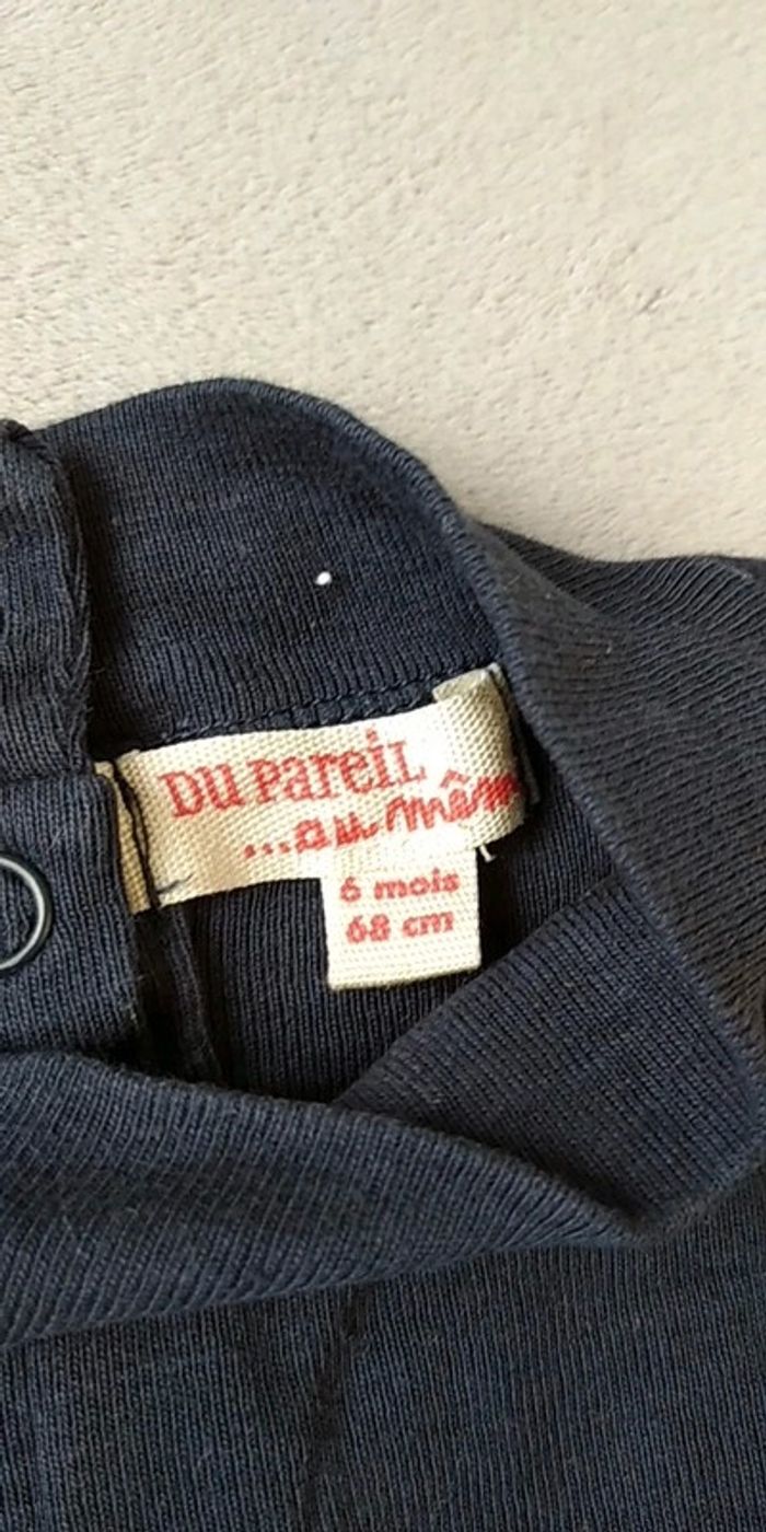 Tee shirt manches longues / pull léger col roulé Garçon 6 mois "Le sport ça conserve" 100% coton - photo numéro 7