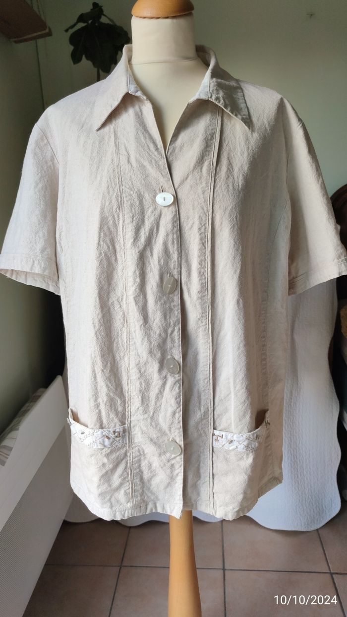 Chemise beige lin & coton JAC-JAC T48 - photo numéro 2