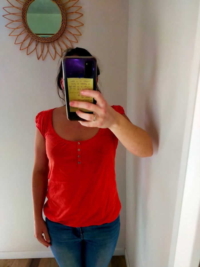 Tee shirt resserré en bas camaïeu orange taille 1