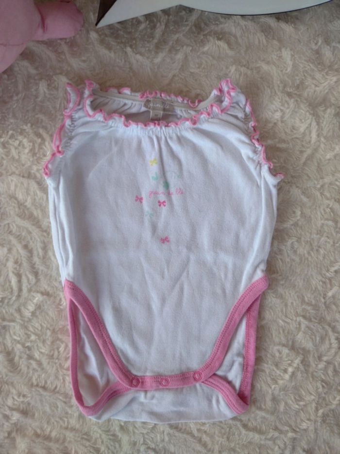 Body sans manche Fille 1 mois oiseau nœud Grain de blé 100% coton - photo numéro 2