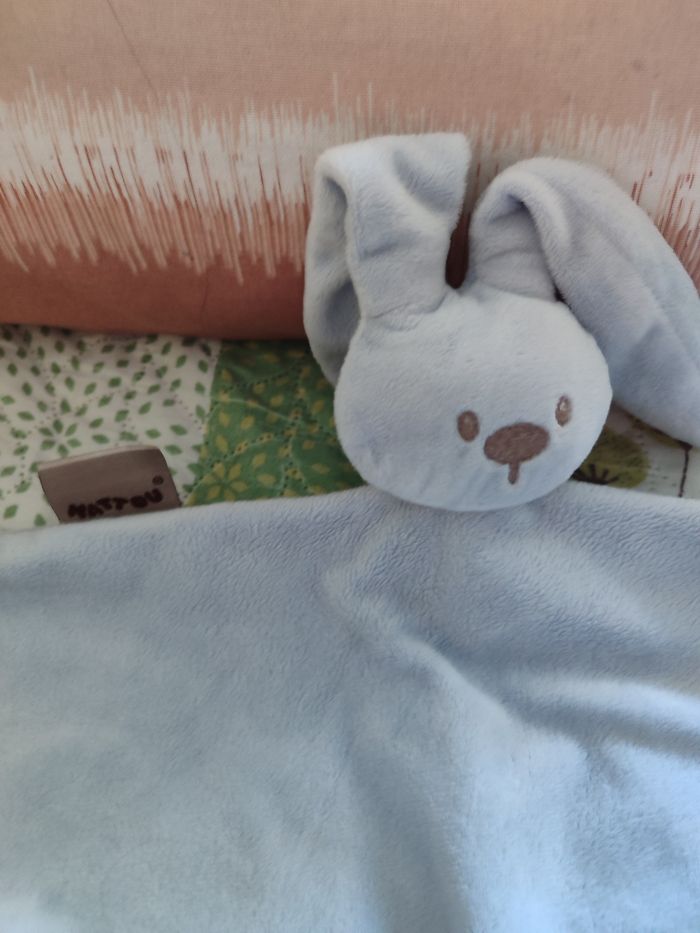 Doudou lapin bleu nattou lange - photo numéro 2