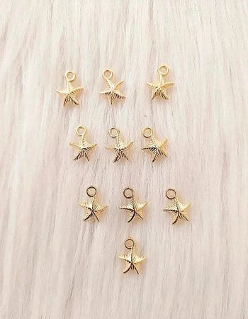 Lot de 10 breloques pendentifs étoiles de mer coloris doré