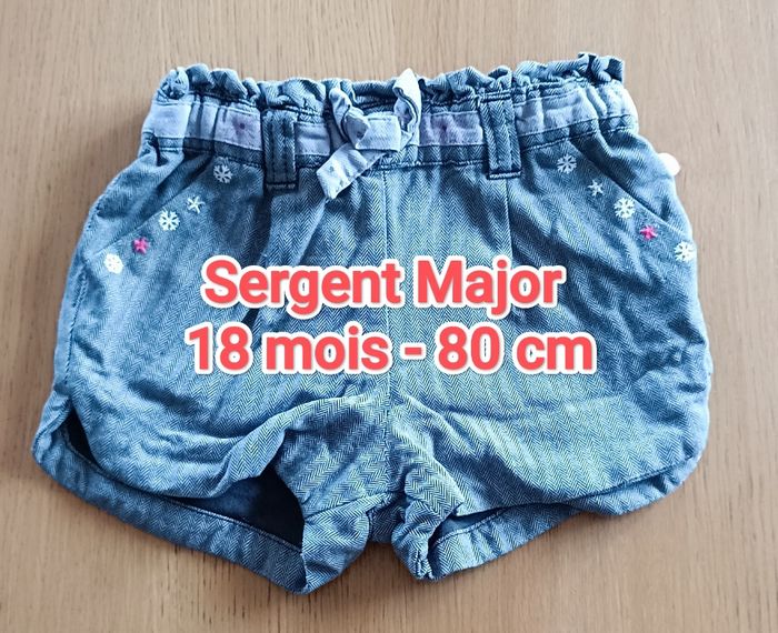 Short Sergent Major 18 mois 80 cm fille gris