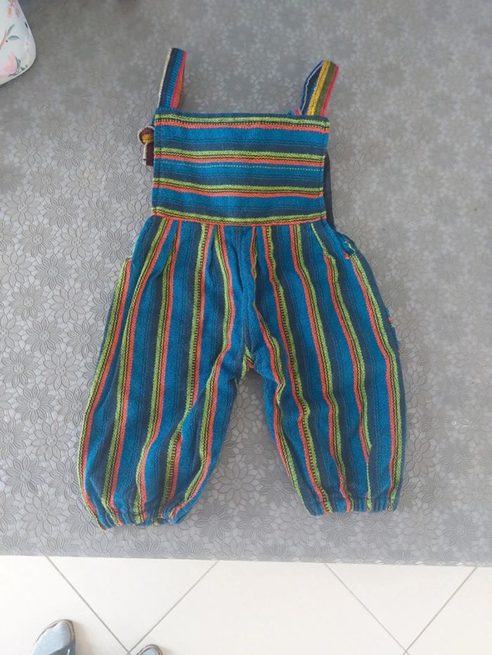 Salopette bébé mexicaine multicolore bleu - photo numéro 3