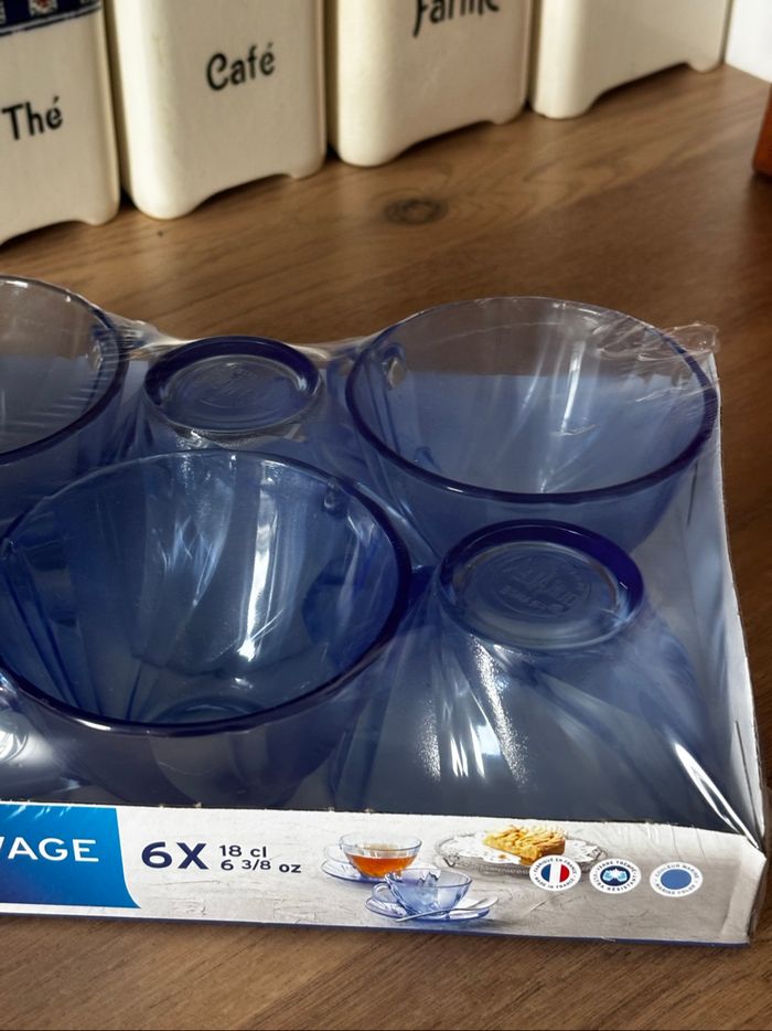 Lot de  6 tasses Duralex Beau Rivage bleues neuves - photo numéro 2