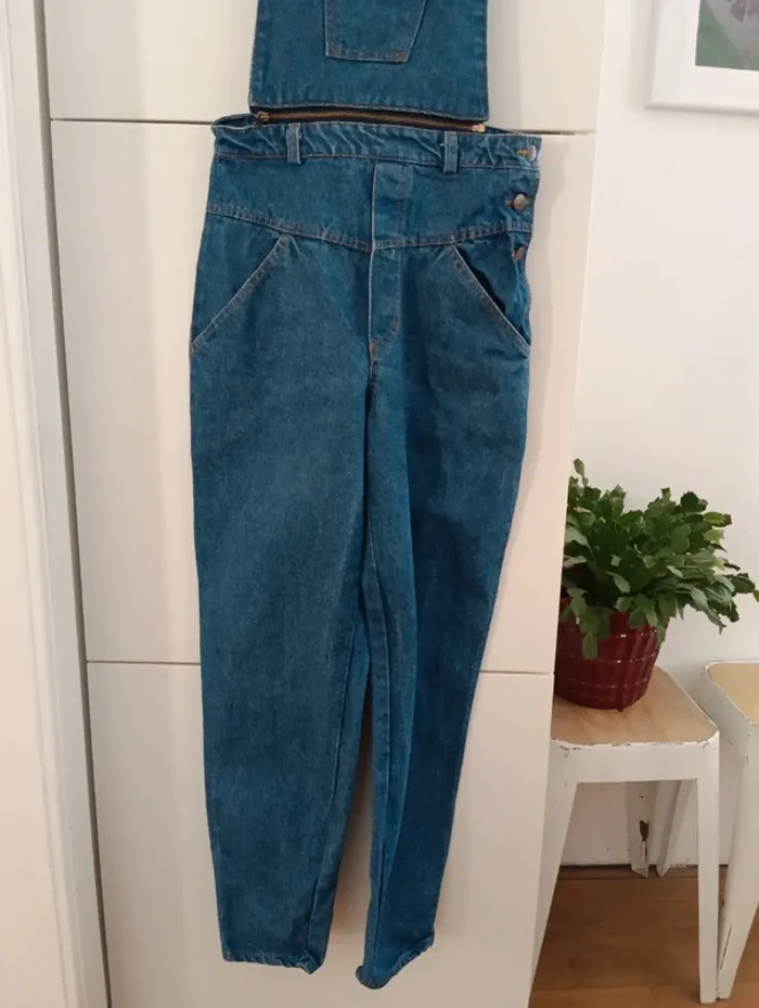 Salopette vintage taille haute bavette amovible - photo numéro 3