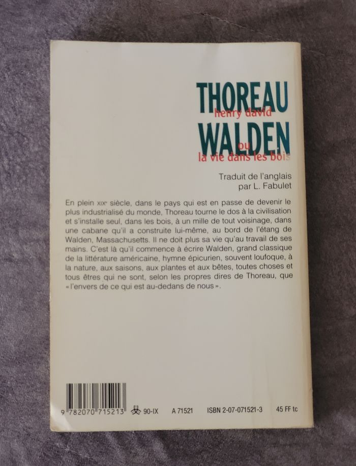 Walden ou La vie dans les bois Henry David Thoreau, Louis Fabulet (Traduction) - photo numéro 2