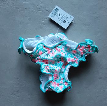 Culotte de bain 6 mois obaïbi bleu turquoise et rose