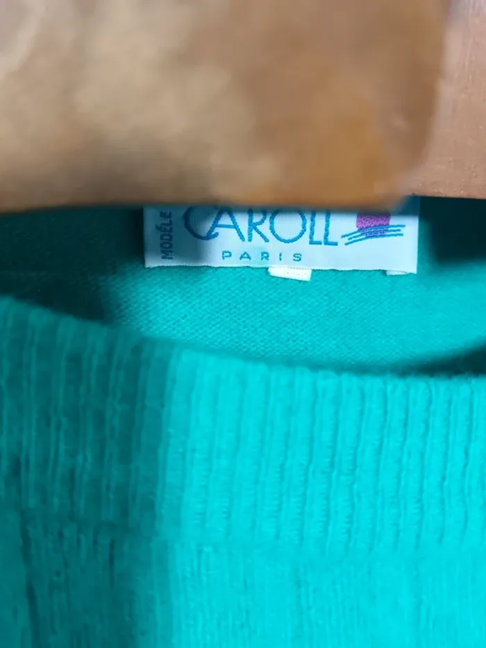 Caroll "Pull vert émeraude vintage laine et angora" t. 1 - photo numéro 5
