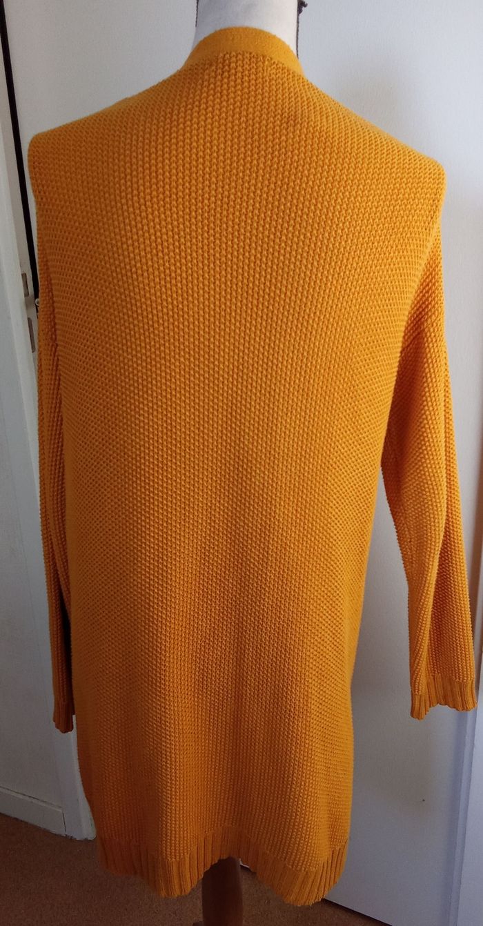 Gilet long mi saison petite maille moutarde Jennifer taille M - photo numéro 2