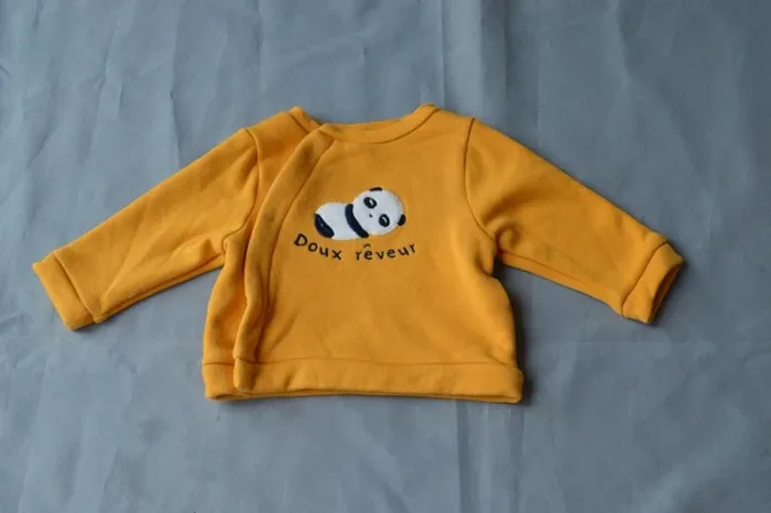 pull bébé moutarde panda - 3-6 mois