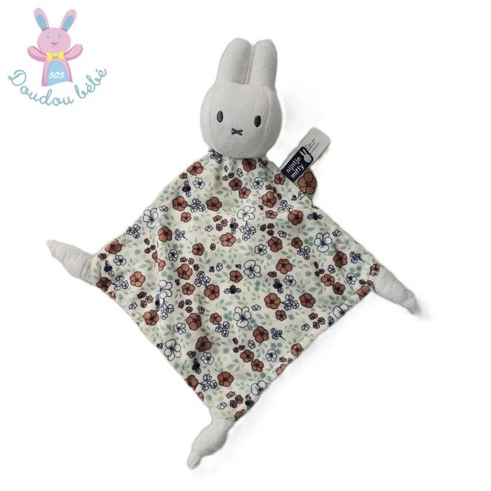 Doudou plat Lapin blanc fleurs Little flowers MIFFY Ninjntje