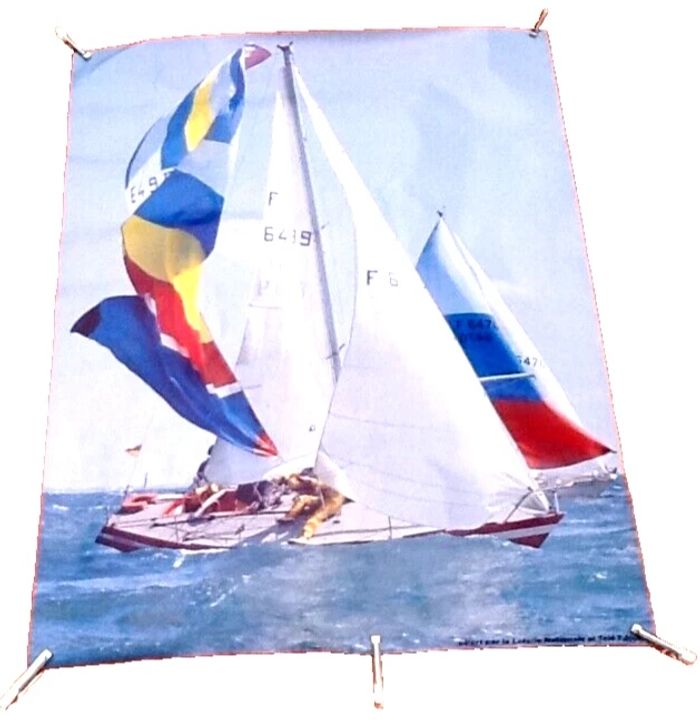 Années 1980 Affiche Nautisme Régate de Voiliers Offert par la Loterie Nationale et Télé 7 jours