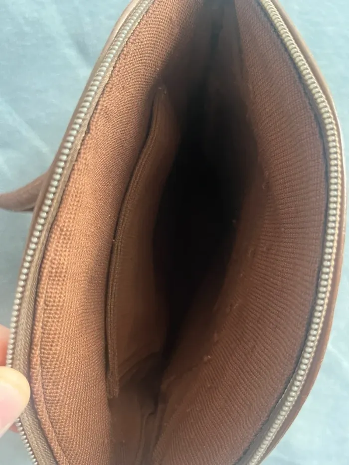 Sac cabas marron clair vintage – Patchwork souple 70s boho - photo numéro 2