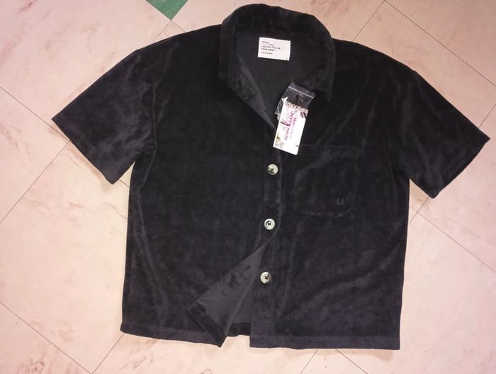 Veste Chemise homme taille M toucher velours noir neuf marque Léon & Harpe - photo numéro 2