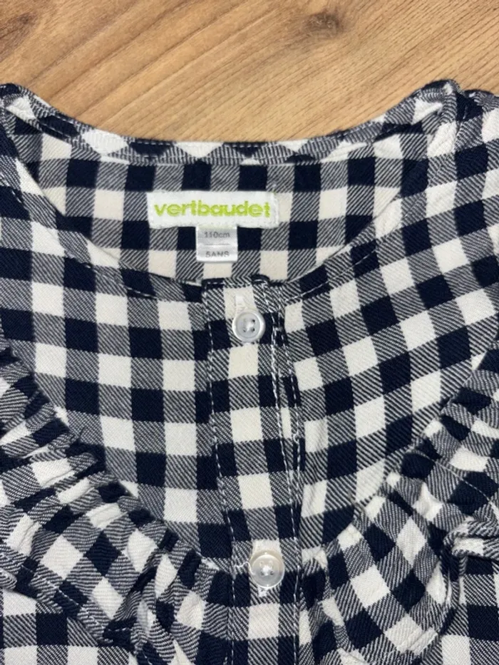 Robe à carreaux bleu marine et blanche vertbaudet 5 ans - photo numéro 4