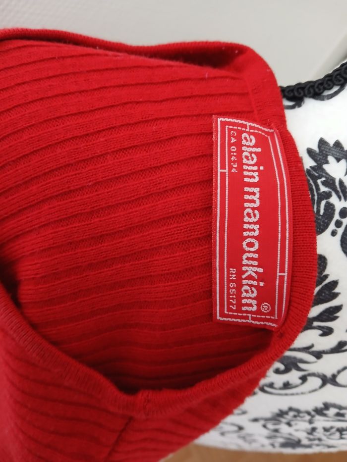 Pull rouge vintage Alain Manoukian 50%mérinos T.38 - photo numéro 3