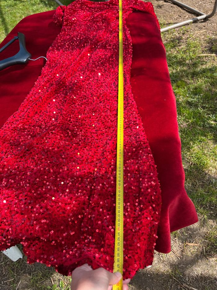 Robe longue soirée rouge paillette T S T 34/36 - photo numéro 10