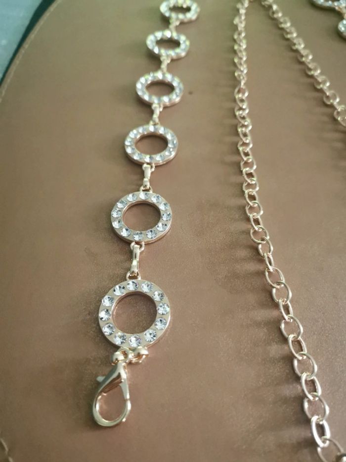 Ceinture Métal femme dorée cercles strass - photo numéro 2