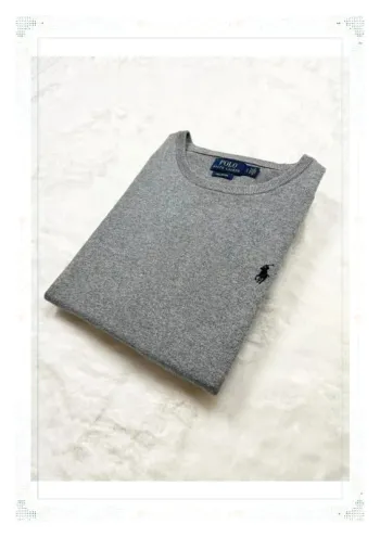 Ralph Lauren pull homme pima cotton gris col rond taille L