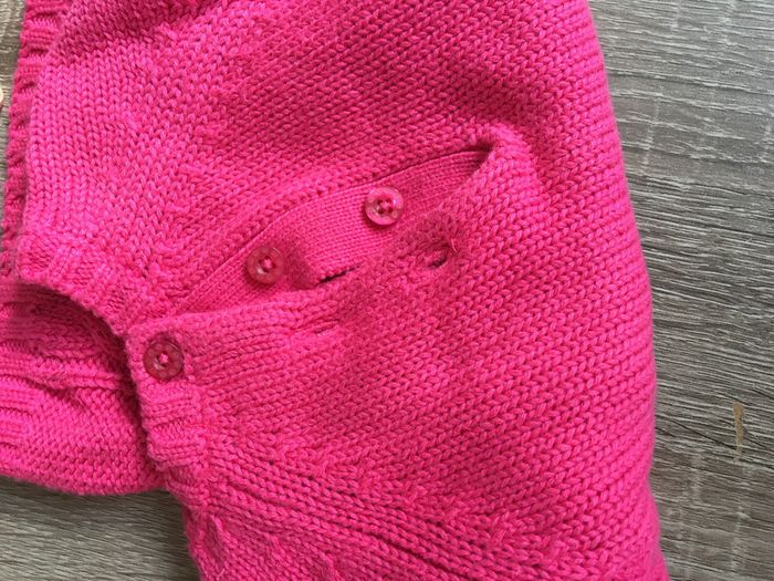 Robe laine rose fushia/ grain de blé/ 3 mois - photo numéro 3