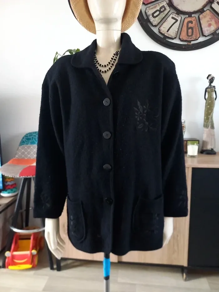 Veste en laine noir femme T44 - photo numéro 4