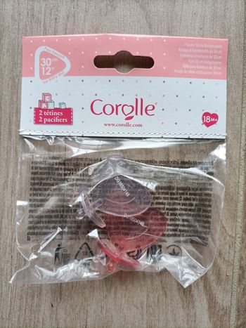 Lot 2 tétines pour poupée 30cm Corolle neuves dans l'emballage 
