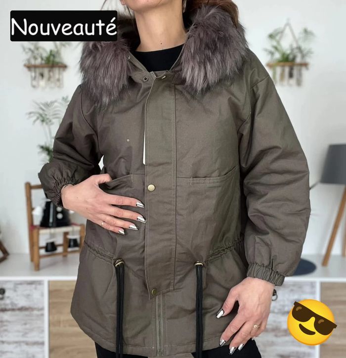 Parka à capuche kaki neuf toute douce à l’intérieur - taille M - ici moda - photo numéro 2
