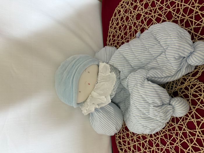 POUPEE LUTIN MOULIN ROTY DOUDOU BLEU RAYE COL BLANC range pyjama - photo numéro 6