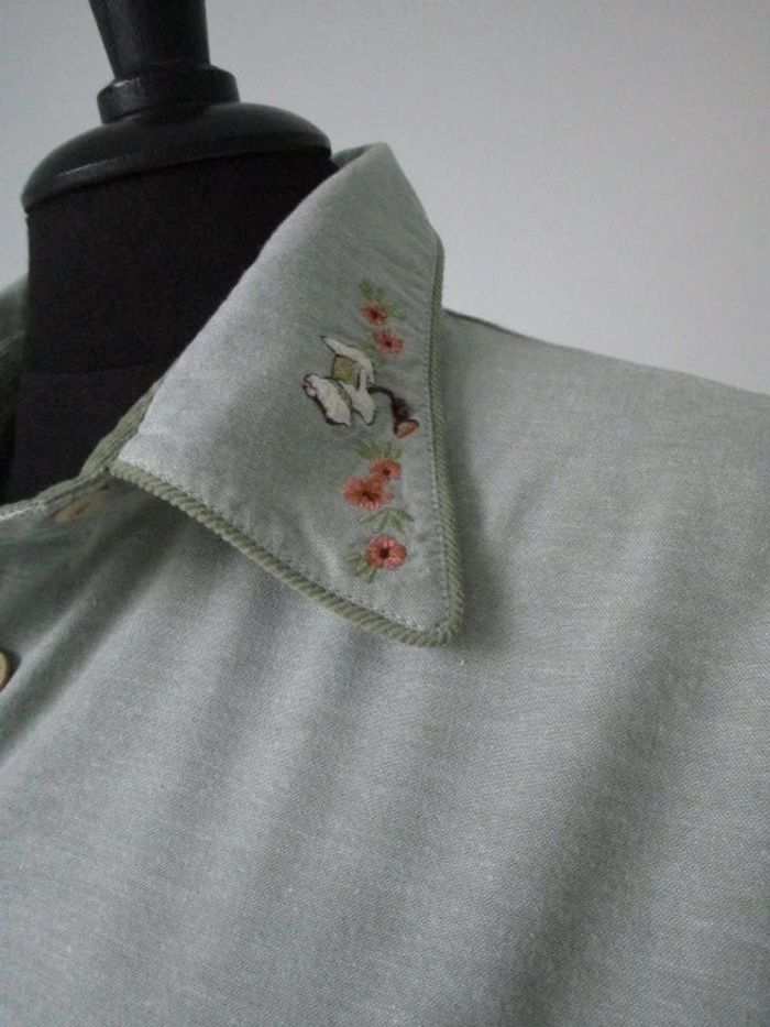 Chemise verte vintage chiens 38/40 TBE - photo numéro 3