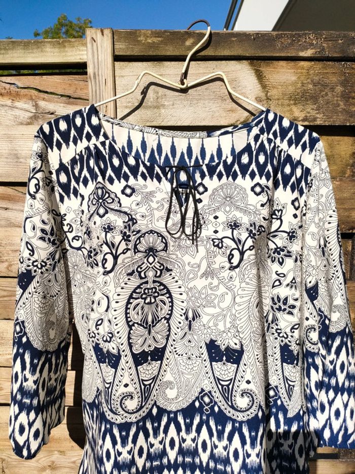 blouse S M bleu blanc cassé - photo numéro 3
