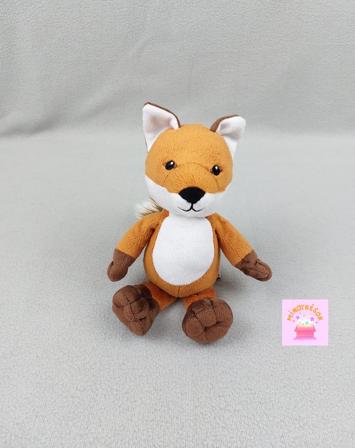 Peluche doudou renard blanc marron KINDER Ferrero 25 cm