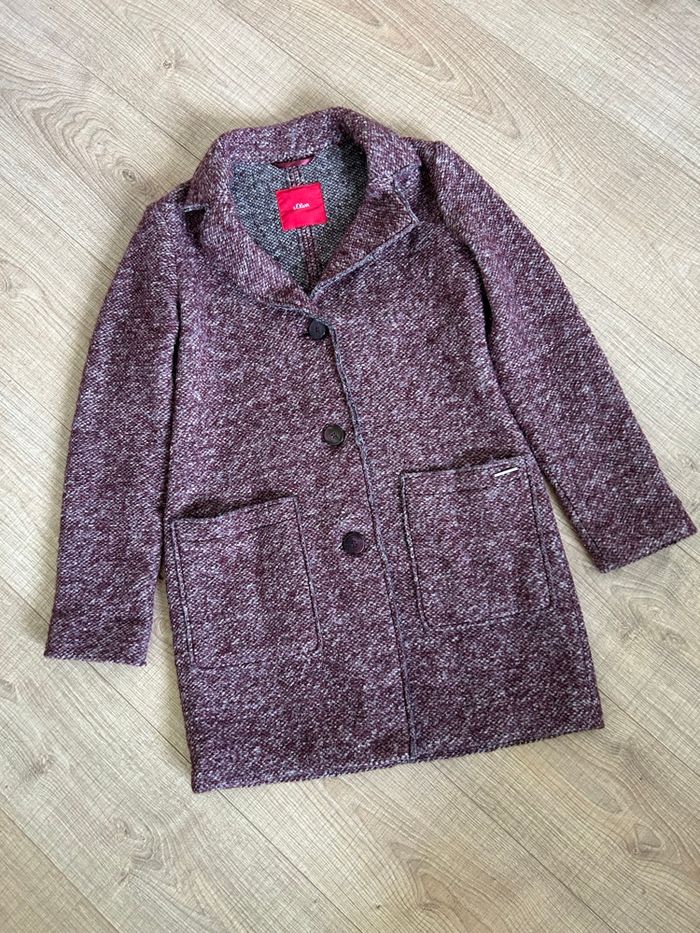 Manteau bordeaux en laine S.Oliver taille 38 bon état (présence de bouloches) - photo numéro 7