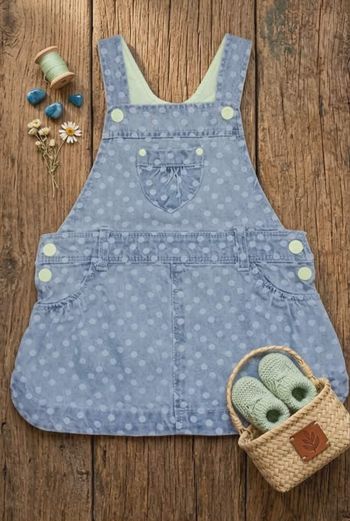 Robe salopette en jean à pois - In Extenso (12 mois)