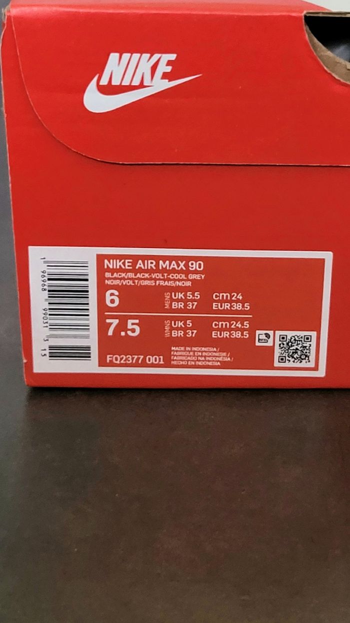 Nike Air Max 90 Black Cool Grey Volt - FQ2377001 - Unisex - Size : 38.5 🌈🌈 - photo numéro 10