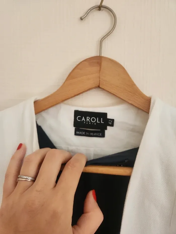 Blazer blanc crème en lin chic Caroll 42 - photo numéro 11