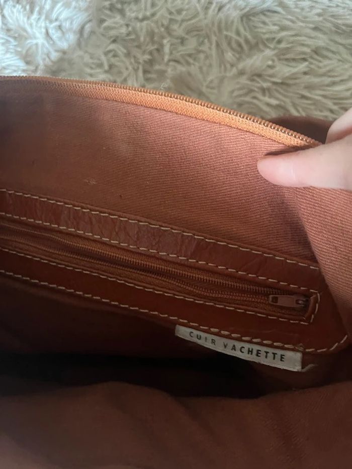 Sac à bandoulière camel cuir de vachette made in France - photo numéro 5
