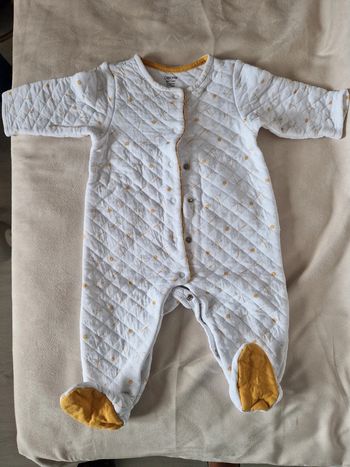 Pyjama molletonné blanc et libellules jaunes 9 mois