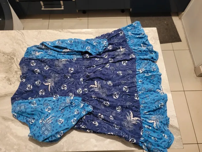 Robe bleue imprimée façon patchwork pour fille - photo numéro 3