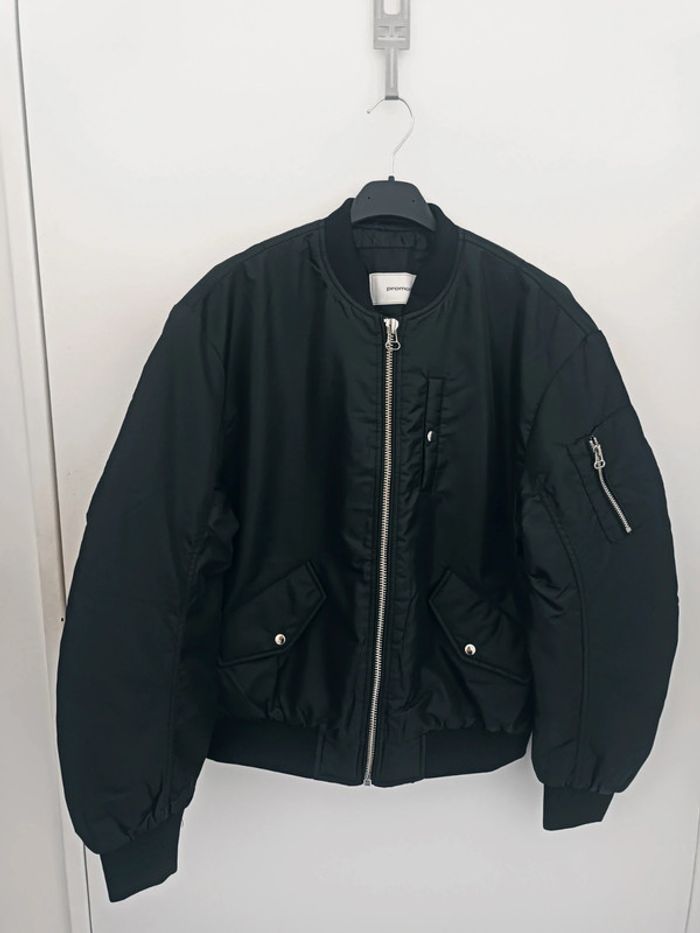 Blouson aviateur Bomber Noir Imperméable coupe oversize Taille 36 Promod Neuf - photo numéro 3