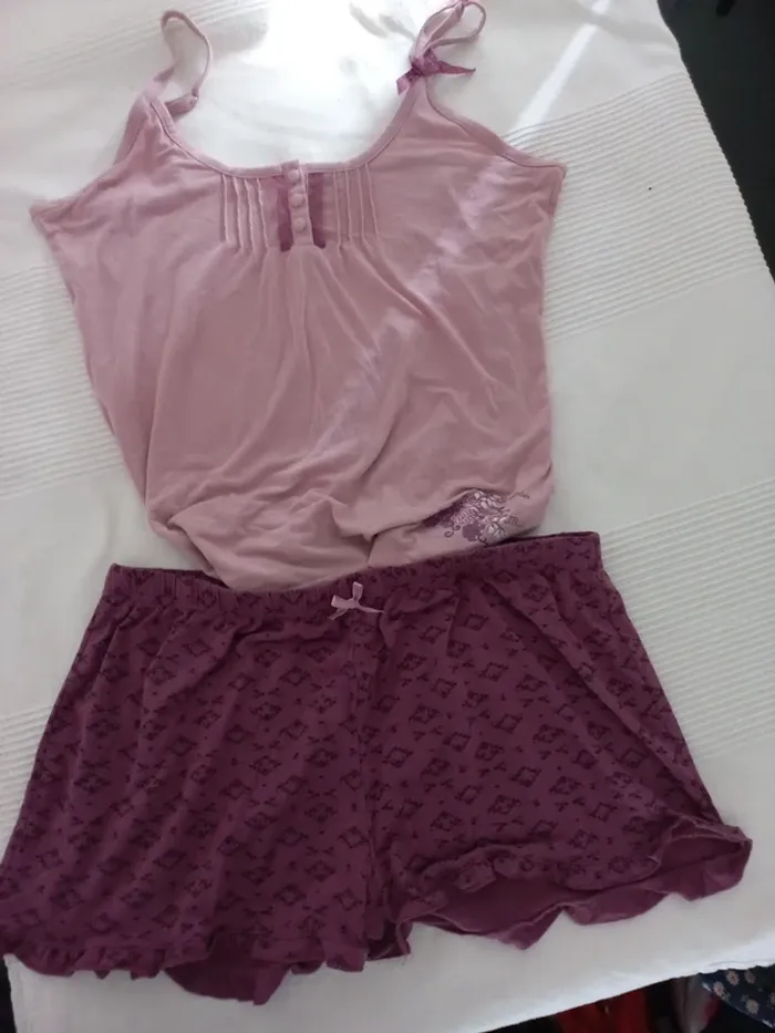 Pyjama d'été violet et rose
