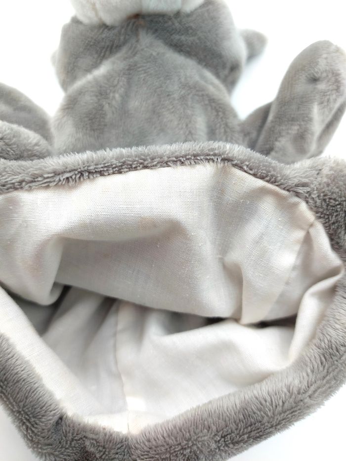 Peluche doudou marionnette âne gris blanc noir HISTOIRE D’OURS brodé marron - photo numéro 4