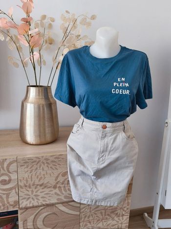 Jupe droite beige Camaïeu