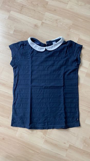 T shirt marine col blanc okaidi 10 ans